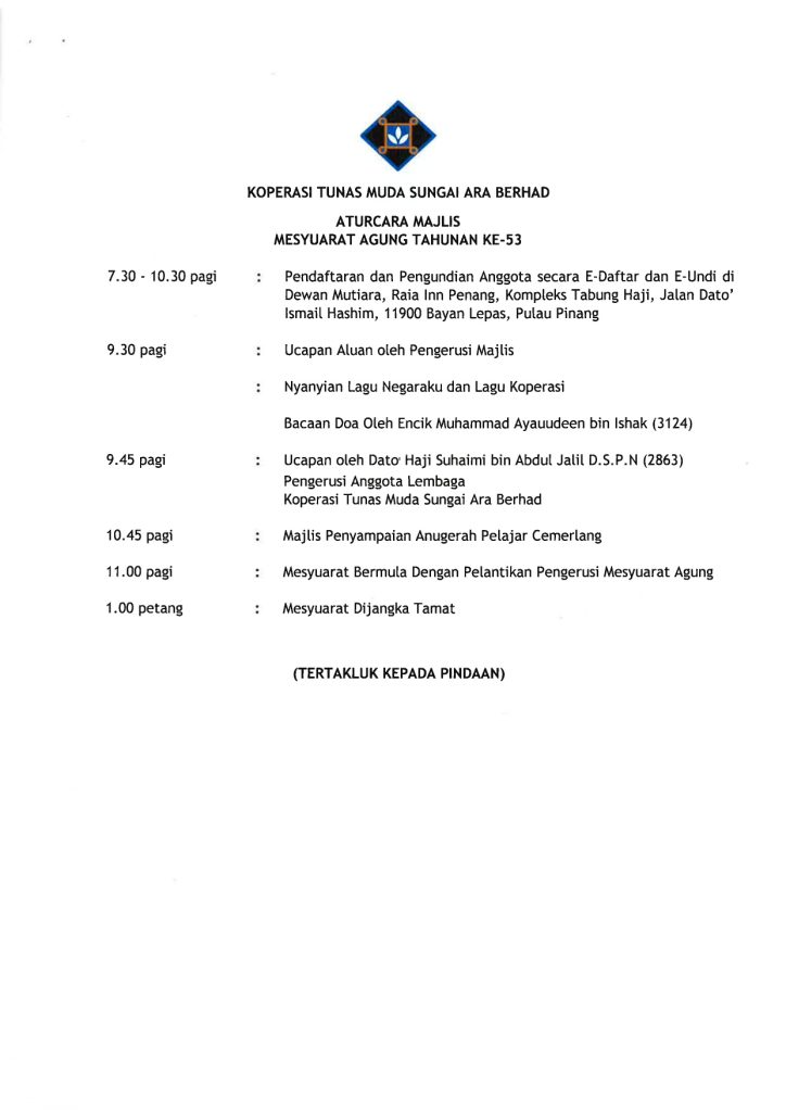 Notis Mesyuarat Agung Tahunan Ke-53 ??? muka surat 2